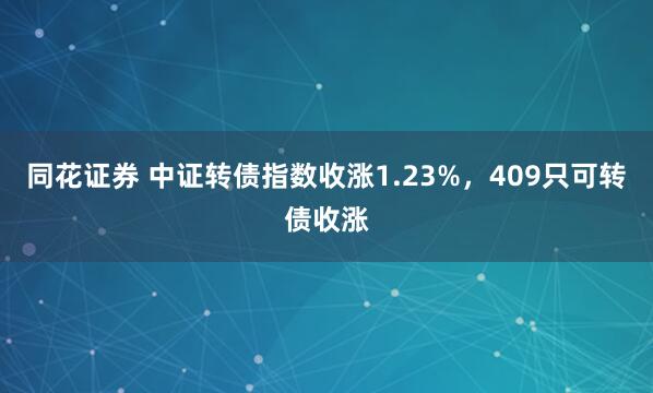 同花证券 中证转债指数收涨1.23%，409只可转债收涨