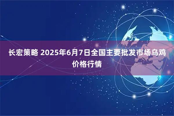 长宏策略 2025年6月7日全国主要批发市场乌鸡价格行情