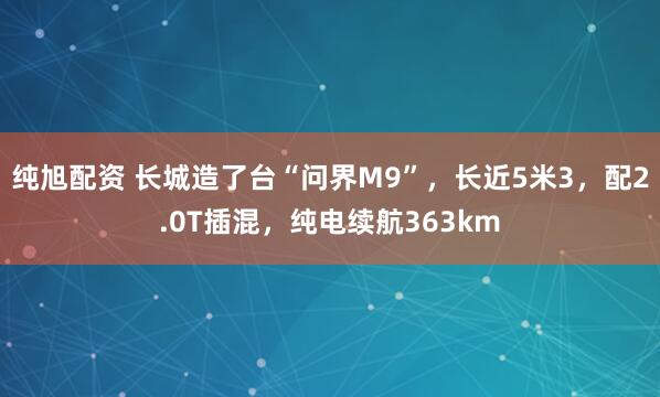 纯旭配资 长城造了台“问界M9”，长近5米3，配2.0T插混，纯电续航363km